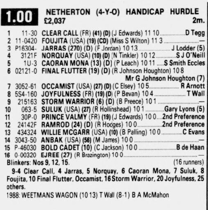 Netherton Four Year Old Handicap Hurdle