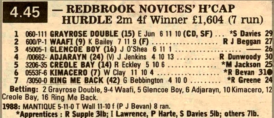 Redbrook Novices Handicap Hurdle