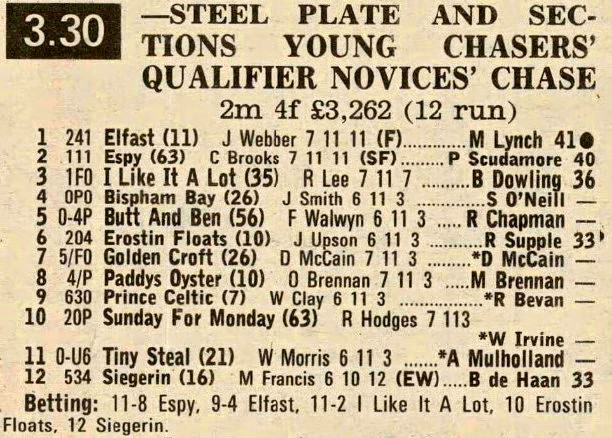 Steel Plate And Sections Young Chasers Qualifier Novices Chase
